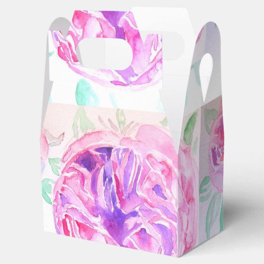 Roze Rose Waterverf Lila Rozen Bloem Bloem Bedankdoosjes (Geopend)