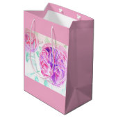Roze Rose Waterverf Lila Rozen Bloem Bloem Medium Cadeauzakje (Achterkant Gekanteld)