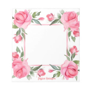 Roze Rose Waterverf voor Valentijnsdag Notitieblok