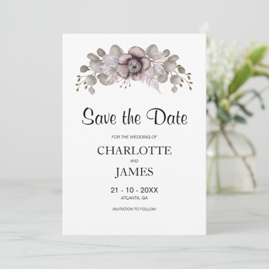 Roze Rose Wedding Save The Date (Staand voorkant)