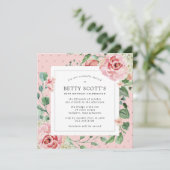 Roze Rose White Hydrangea 80th Birthday Party Kaart (Staand voorkant)