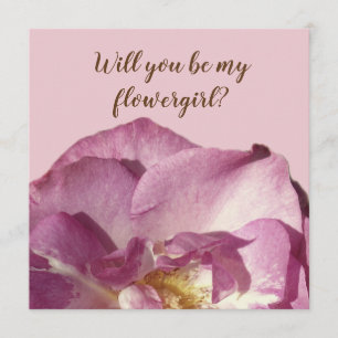 Roze Rose, word je mijn bloemenmeisje kaart? Kaart