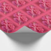 Roze Rose Wrapping Papier Gepersonaliseerd Roos Pa (Hoek)