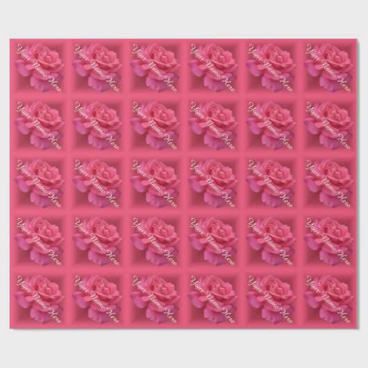 Roze Rose Wrapping Papier Gepersonaliseerd Roos Pa (Vlak)