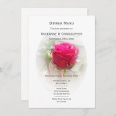 Roze Rosebud bruiloft Menu (Voorkant / Achterkant)