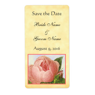 Roze Rosebud Custom Save the Date Labels