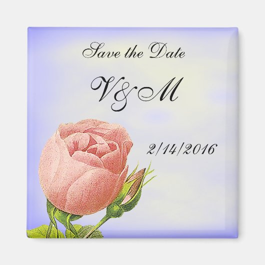 Roze Rosebud Custom Save the Date Magnet Magneet (Voorkant)