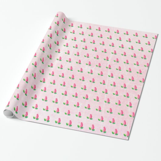 Roze Rosebud Gilt's Birthday Gift Wrap Cadeaupapier (Uitgerold)
