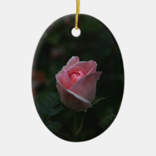 Roze rosebud keramisch ornament
