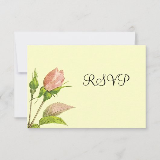 Roze Rosebud RSVP Invitation Sjabloon (Voorkant)