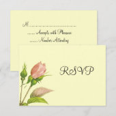 Roze Rosebud RSVP Invitation Sjabloon (Voorkant / Achterkant)