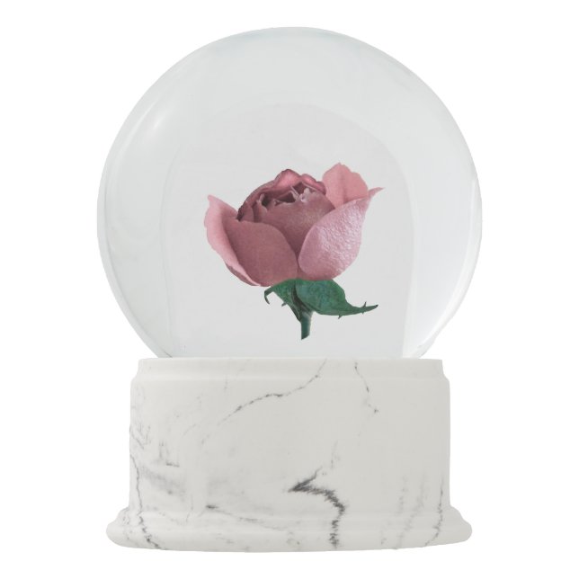 Roze Rosebud Snow Wereldbol Sneeuwbol (Achterkant)