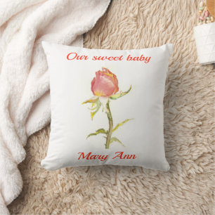 Roze rosebud waterverf baby kussen