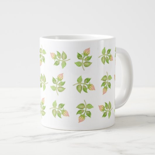 roze rosebuds Jumbo-formaat Mok (Voorkant rechts)