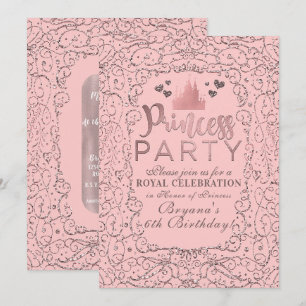 Roze Roségoud Filigraan PRINSES FEest Verjaardag Kaart