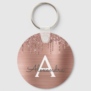 Roze Roségoud Nep RVS Monogram Sleutelhanger