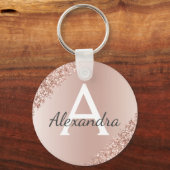 Roze Roségoud Nep RVS Monogram Sleutelhanger (Voorkant)
