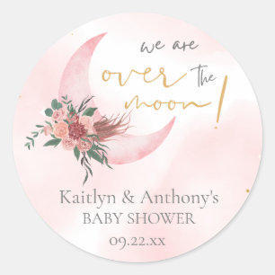 Roze roségoud We are over the Moon Ronde Sticker