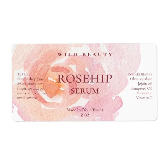 Roze Rosehip Serum Labels (Voorkant)