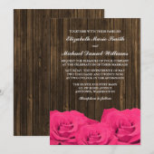 Roze Roses Barn Wood Wedding Kaart (Voorkant / Achterkant)
