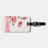 Roze Roses Beige Dammaskers Bagagelabel (Voorkant horizontaal)