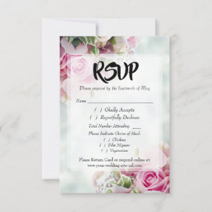 Roze Roses Bold Script Wedding RSVP Enclosure Kaar Kaartje