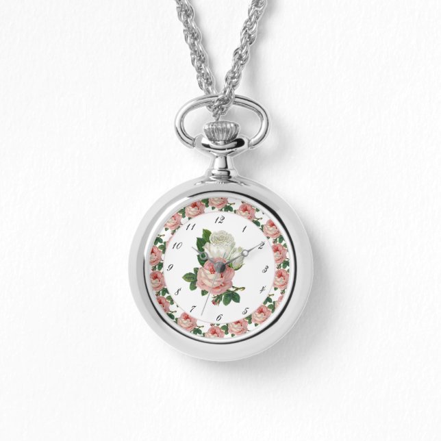 Roze Roses  Botanische eWatch Horloge (Voorkant)