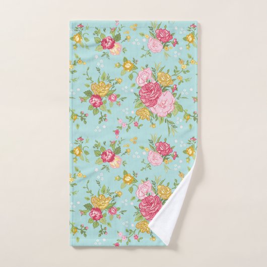  roze Roses Bouquet Floral Pattern Aqua Bad Handdoek (Handdoek)