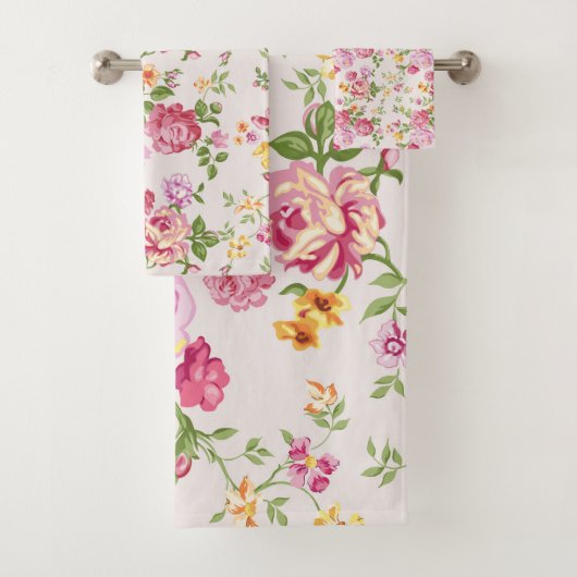  roze Roses Bouquet Floral Pattern Bad Handdoek (Insitu)