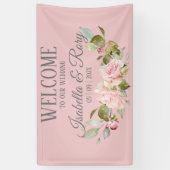  roze Roses Bouquet Wedding Welcome Banner (Verticaal)