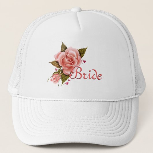 Roze Roses Bride Baseball pet (Voorkant)