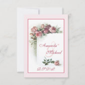 Roze Roses bruiloft RSVP (Voorkant)