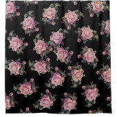 Roze Roses Dark Floral Pattern Shabby Chic Douchegordijn (Voorkant)