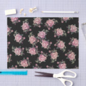 Roze Roses Dark Floral Pattern Shabby Chic Party Tissuepapier (Craft)