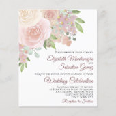 Roze Roses Elegant Boho PAPER Wedding Invite Flyer (Voorkant)