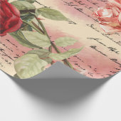 Roze Roses  Ephemera Verpakkingspapier Cadeaupapier (Hoek)