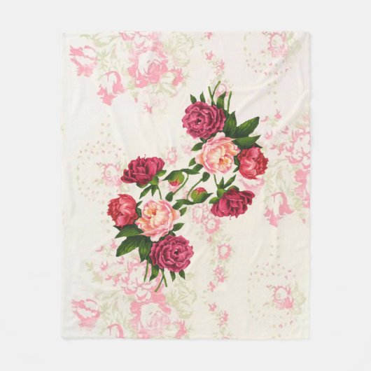 Roze Roses Fleece Blanket (Voorkant)