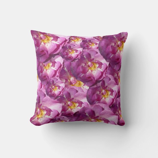 Roze Roses Floarl Throw Cushion Kussen (Voorkant)