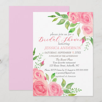 Roze Roses Floral Bridal Shower Kaart
