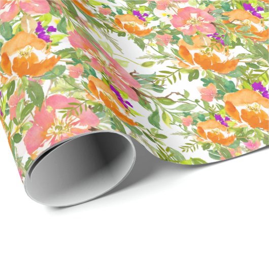 Roze Roses Floral Cadeaupapier (Rol Hoek)