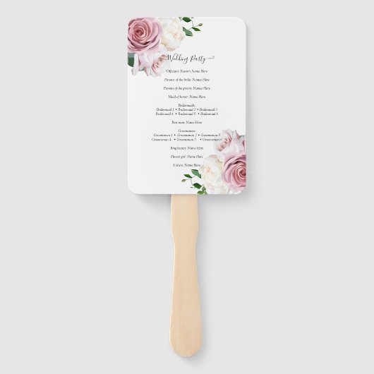 Roze Roses Floral Greenery Minimal Modern Wedding Handwaaier (Achterkant)