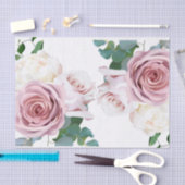 Roze Roses Floral Greenery Modern Wedding Tissuepapier (Craft)