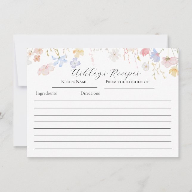 Roze Roses Floral Recipe cards (Voorkant)
