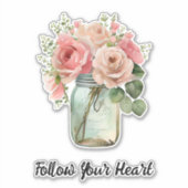 Roze Roses Floral Sticker (Voorkant)