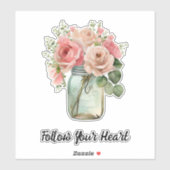 Roze Roses Floral Sticker (Vel)