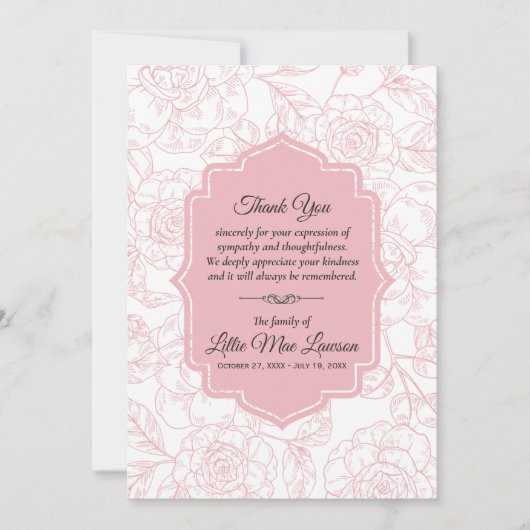 Roze Roses Funeral Memorial (Voorkant)