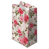 Roze Roses Gift Bag Klein Cadeauzakje (Voorkant Gekanteld)