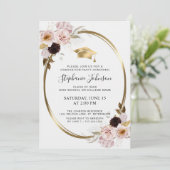 Roze Roses Gold Metallic Graduparty Kaart (Staand voorkant)