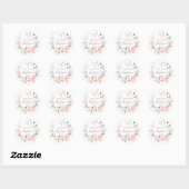 Roze Roses Greenery Foliage Baptisme Ronde Sticker (Vel)