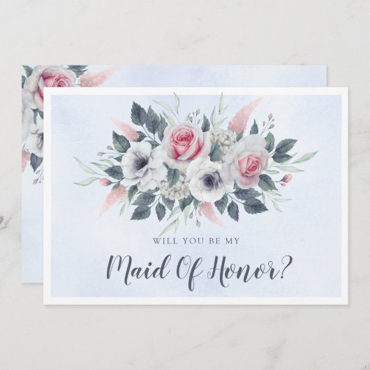 Roze Roses Light Blue zal je zijn als mijn vrouw. (Voorkant / Achterkant)